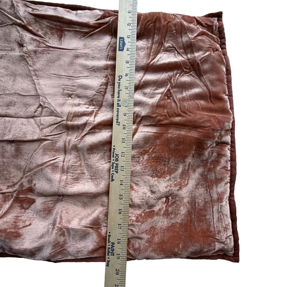 Set of 2 Quilted Velvet Pillow Shams Terracotta Rust Boho Bedding 20x26 Standard